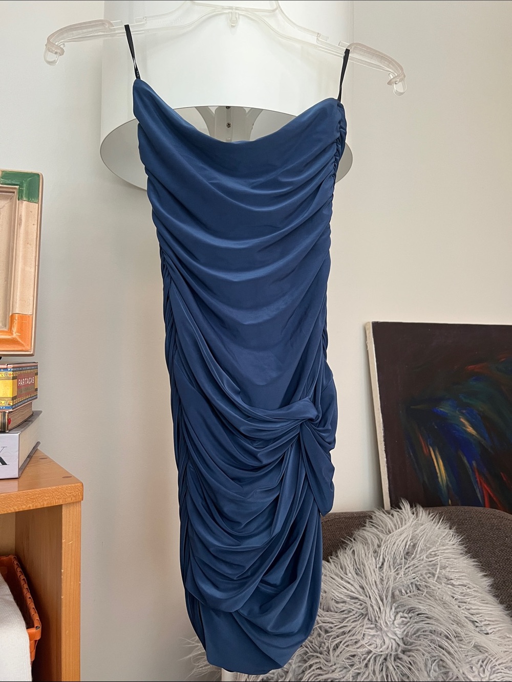 Forever 21 Elegant Strapless Blue Ruched Dress